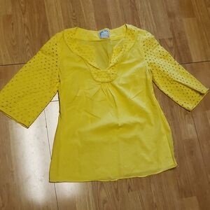 Tabitha bright yellow eyelet tunic sz 6